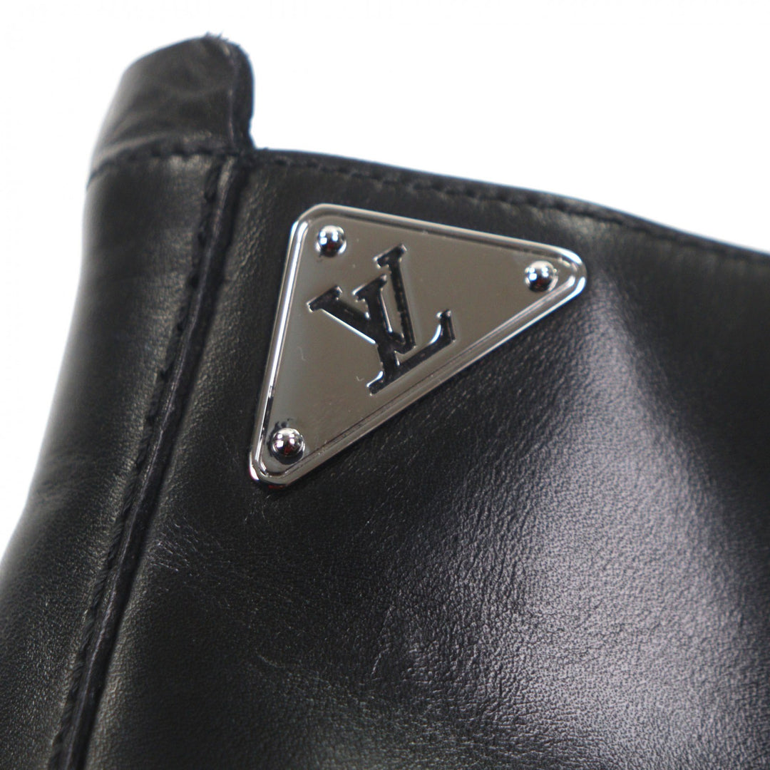Pristine LOUIS VUITTON Ankle boots LV logo Metal lace-up black leather mens 6
