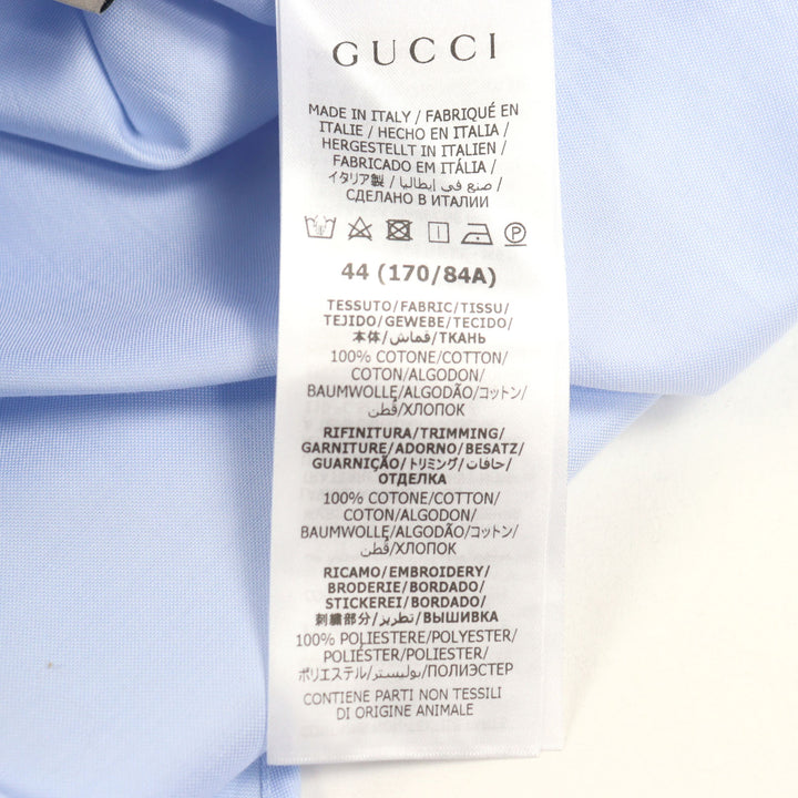 Pristine GUCCI Long sleeve shirt GG logo oxford blue cotton mens 44 664869