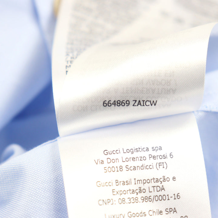 Pristine GUCCI Long sleeve shirt GG logo oxford blue cotton mens 44 664869