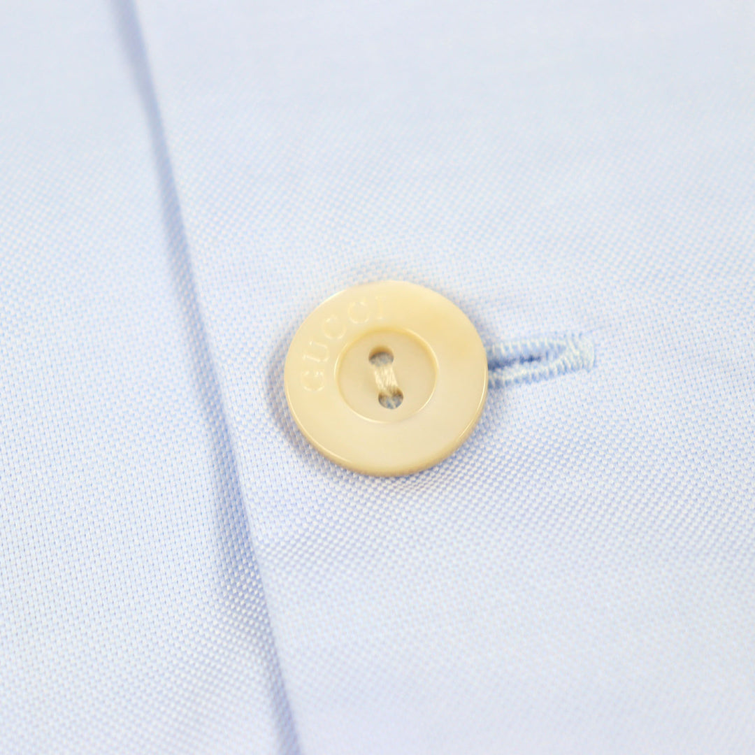 Pristine GUCCI Long sleeve shirt GG logo oxford blue cotton mens 44 664869