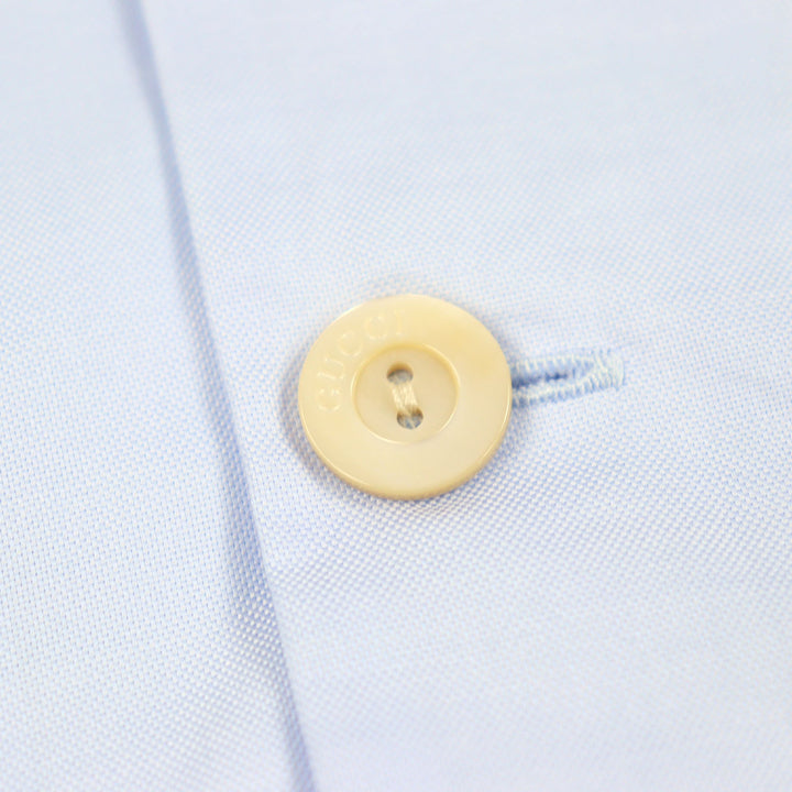 Pristine GUCCI Long sleeve shirt GG logo oxford blue cotton mens 44 664869