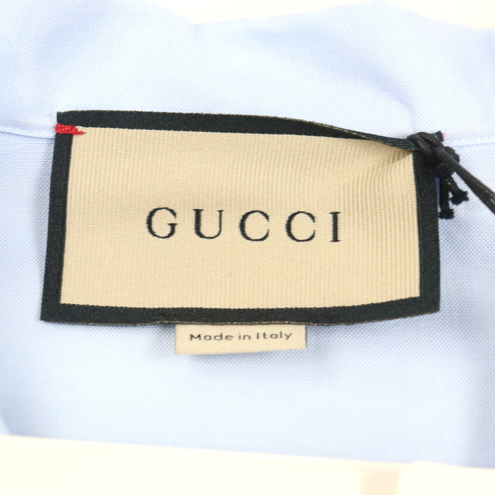 Pristine GUCCI Long sleeve shirt GG logo oxford blue cotton mens 44 664869