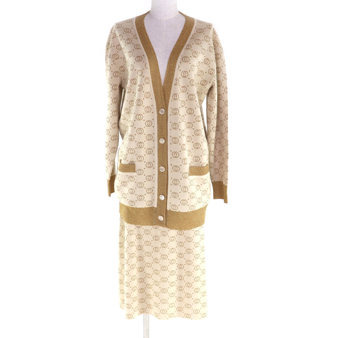 Excellent GUCCI suit Beige gold wool Women 605910/605923