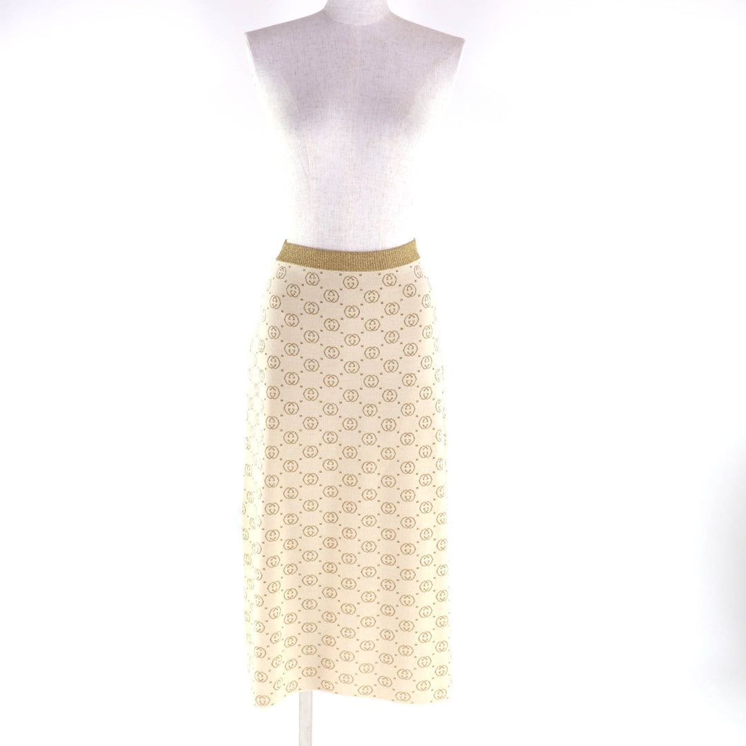 Excellent GUCCI suit Beige gold wool Women 605910/605923
