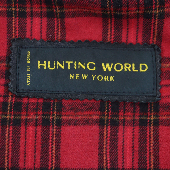 Discounted Very Good HUNTING WORLD Leather jacket black Sheep leather mens 52