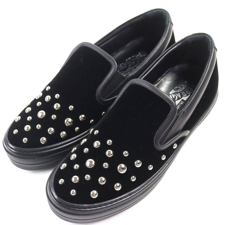 Excellent Salvatore Ferragamo Slip-on PACAU ROCK black velvet Women 8 RY5822