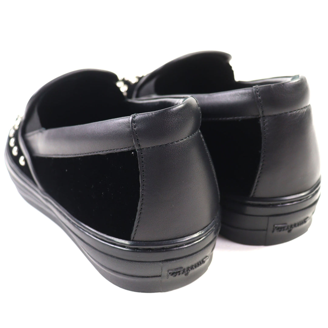 Excellent Salvatore Ferragamo Slip-on PACAU ROCK black velvet Women 8 RY5822