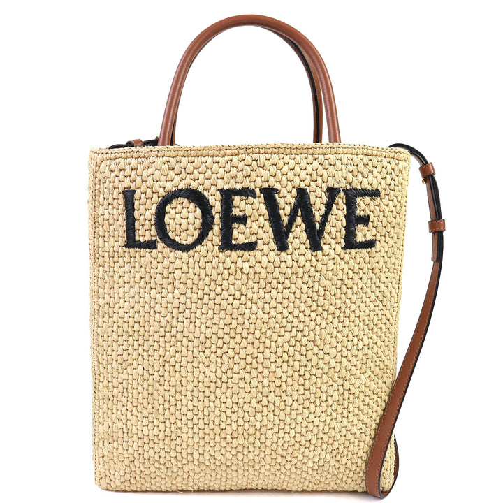 Great LOEWE Tote Bag Standard A4 Logo 2-way Shoulder bag Raffia A563R18X02