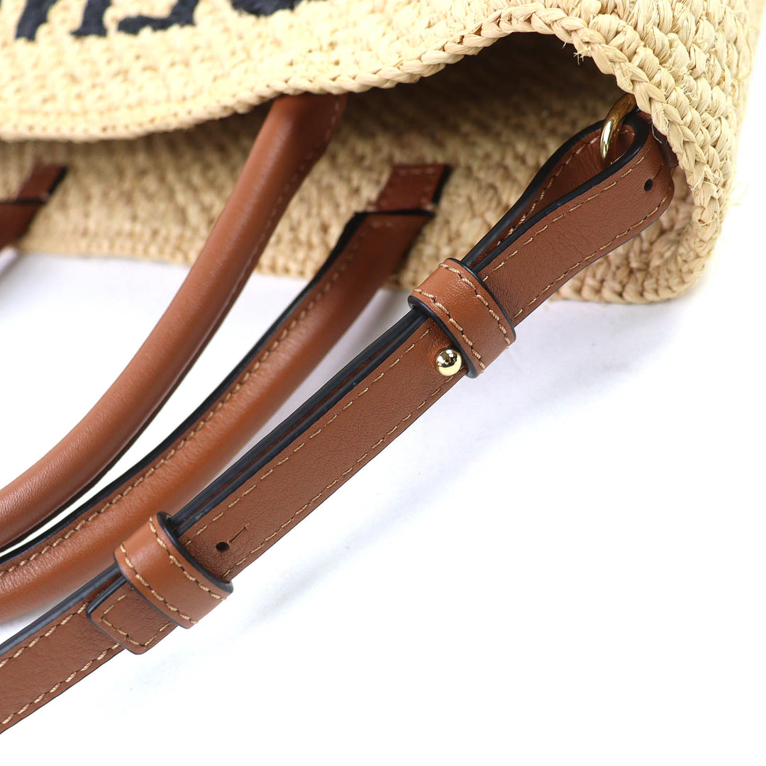 Great LOEWE Tote Bag Standard A4 Logo 2-way Shoulder bag Raffia A563R18X02