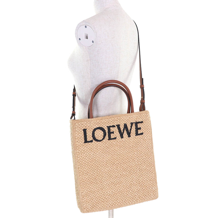 Great LOEWE Tote Bag Standard A4 Logo 2-way Shoulder bag Raffia A563R18X02