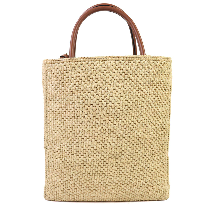 Great LOEWE Tote Bag Standard A4 Logo 2-way Shoulder bag Raffia A563R18X02