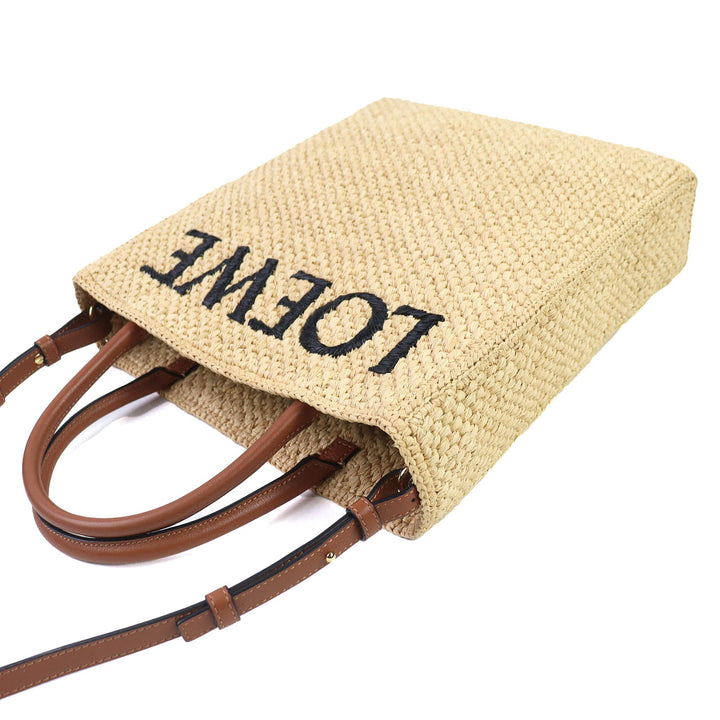 Great LOEWE Tote Bag Standard A4 Logo 2-way Shoulder bag Raffia A563R18X02