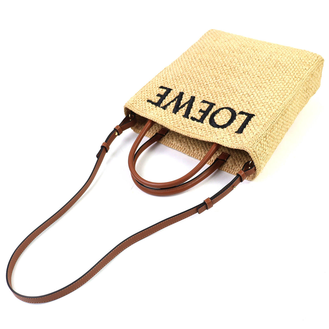 Great LOEWE Tote Bag Standard A4 Logo 2-way Shoulder bag Raffia A563R18X02