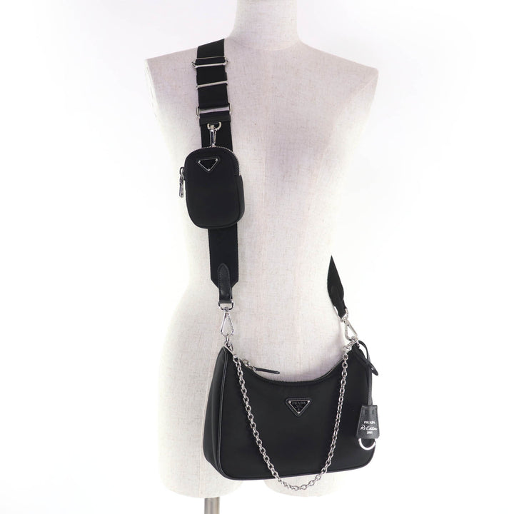 Pristine PRADA Shoulder Bag Re-Edition Triangle Logo 2-Way with Pouch 1BH204