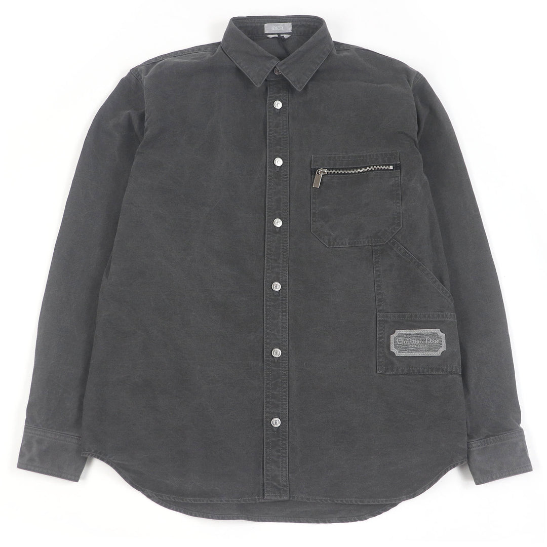 新品 DIOR 長袖シャツ クチュール ウォッシュ仕上げ グレー 39 383D587AY520