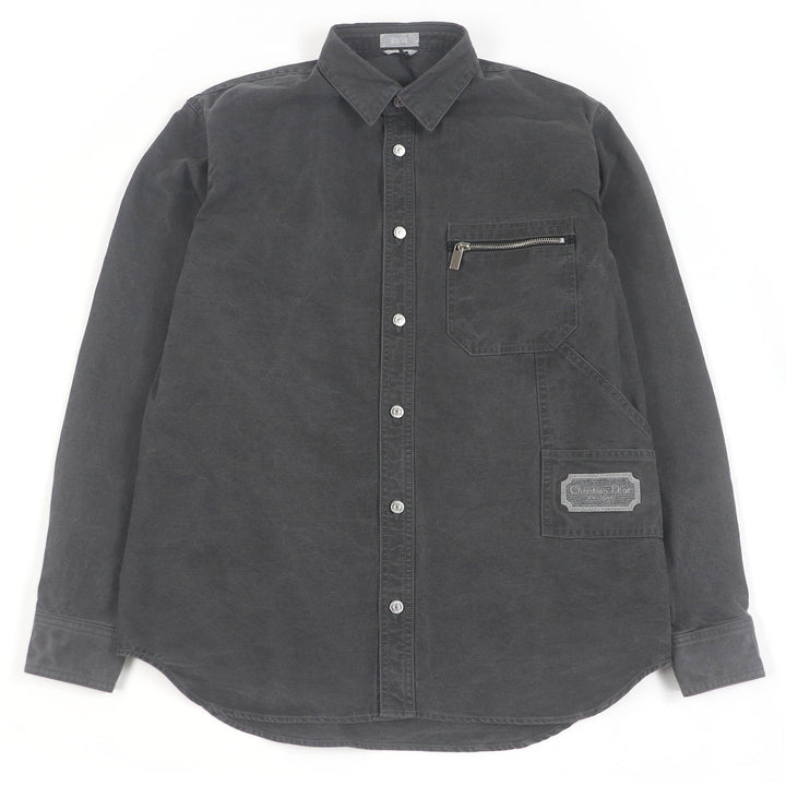 新品 DIOR 長袖シャツ クチュール ウォッシュ仕上げ グレー 39 383D587AY520