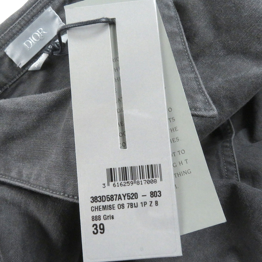 新品 DIOR 長袖シャツ クチュール ウォッシュ仕上げ グレー 39 383D587AY520