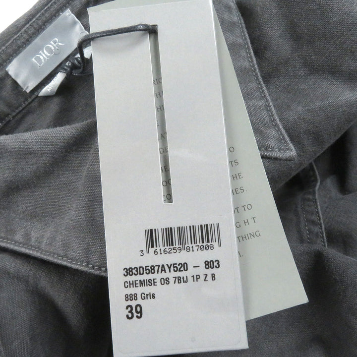 新品 DIOR 長袖シャツ クチュール ウォッシュ仕上げ グレー 39 383D587AY520
