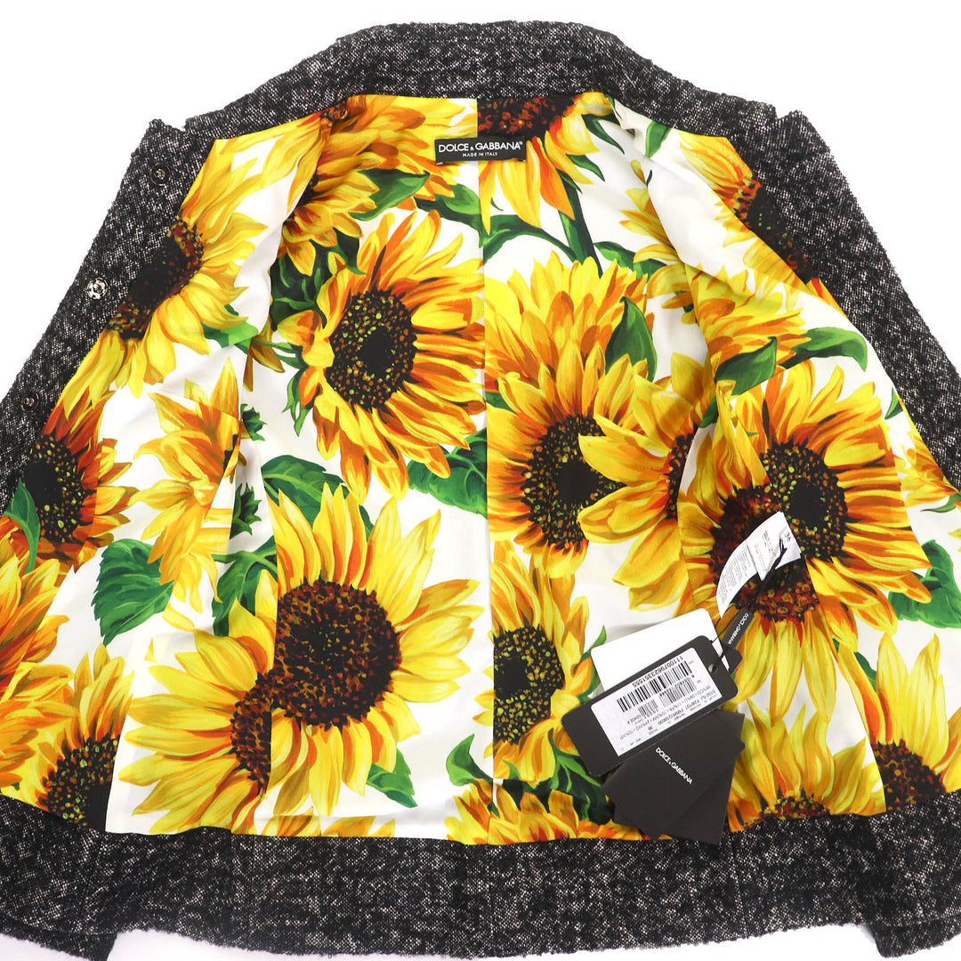 新品ドルチェ＆ガッバーナ ジャケット 黒タグ、花柄裏地、36 F28PGT