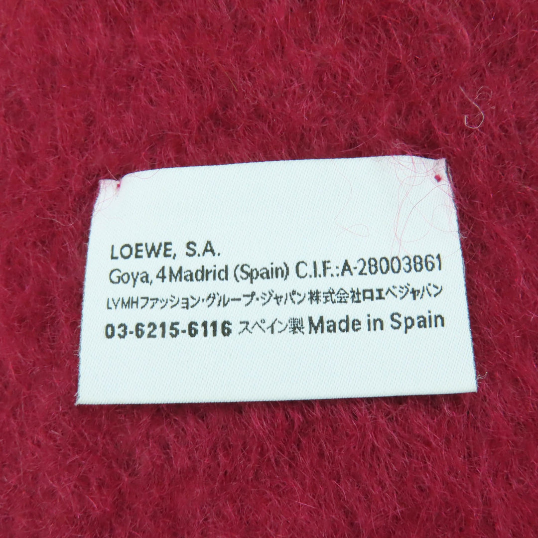 素晴らしいLOEWEスカーフモノグラムレザーパッチとフリンジマルチカラーモヘアレディース
