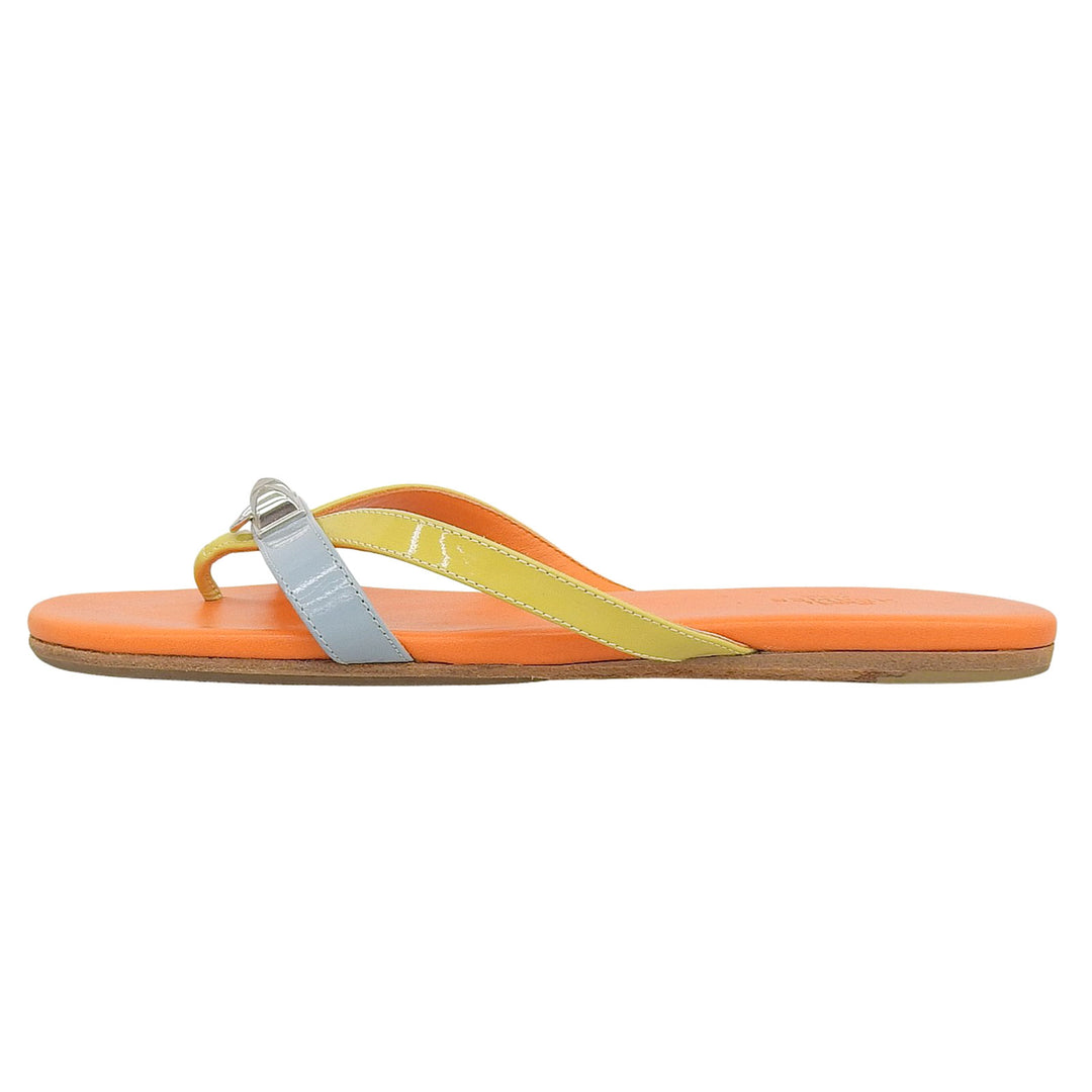 Great HERMES Sandals Orange Light Blue Yellow leather Women 36