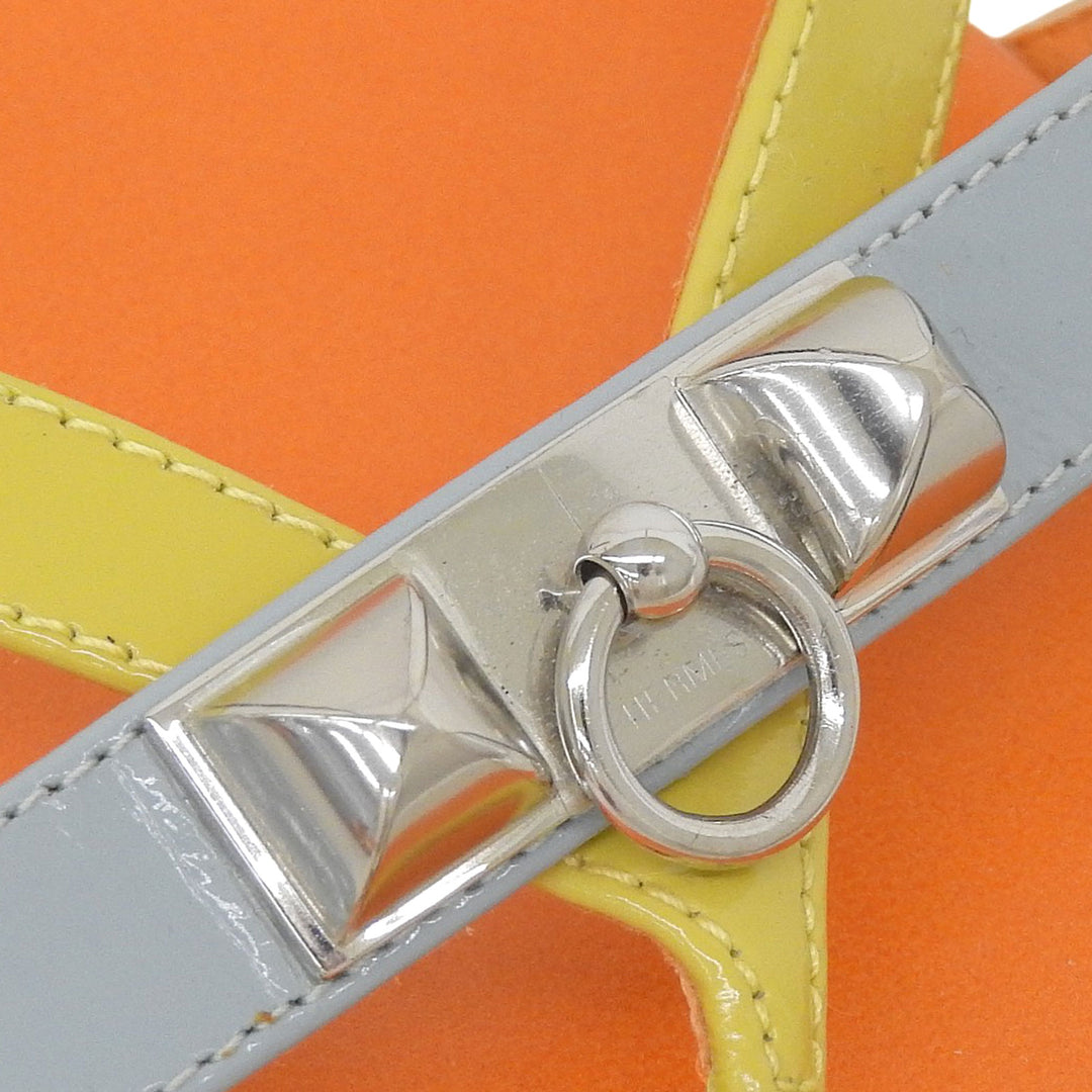 Great HERMES Sandals Orange Light Blue Yellow leather Women 36
