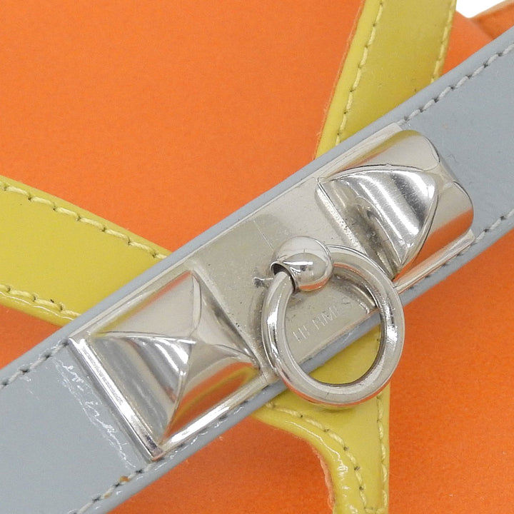 Great HERMES Sandals Orange Light Blue Yellow leather Women 36