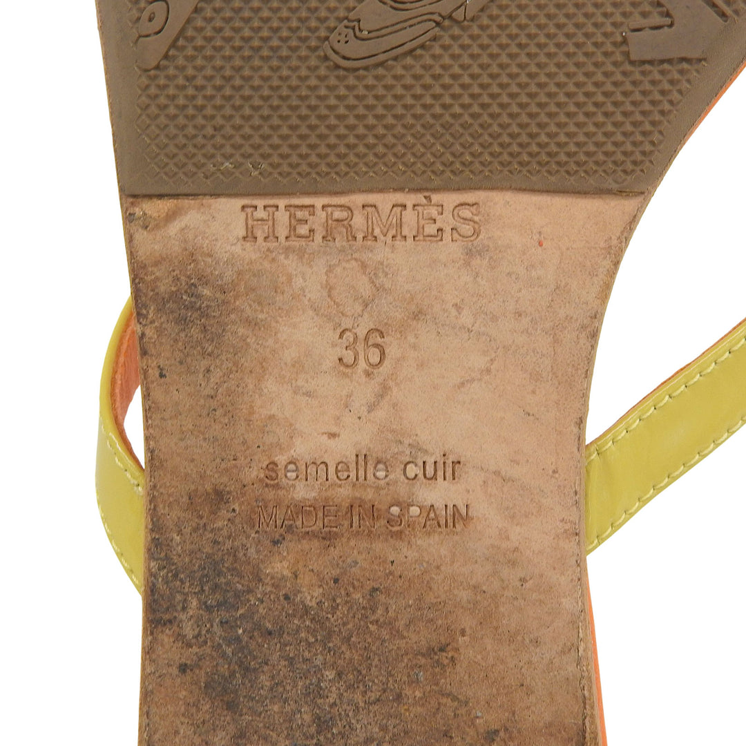 Great HERMES Sandals Orange Light Blue Yellow leather Women 36