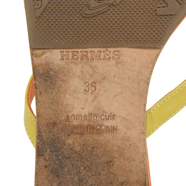 Great HERMES Sandals Orange Light Blue Yellow leather Women 36