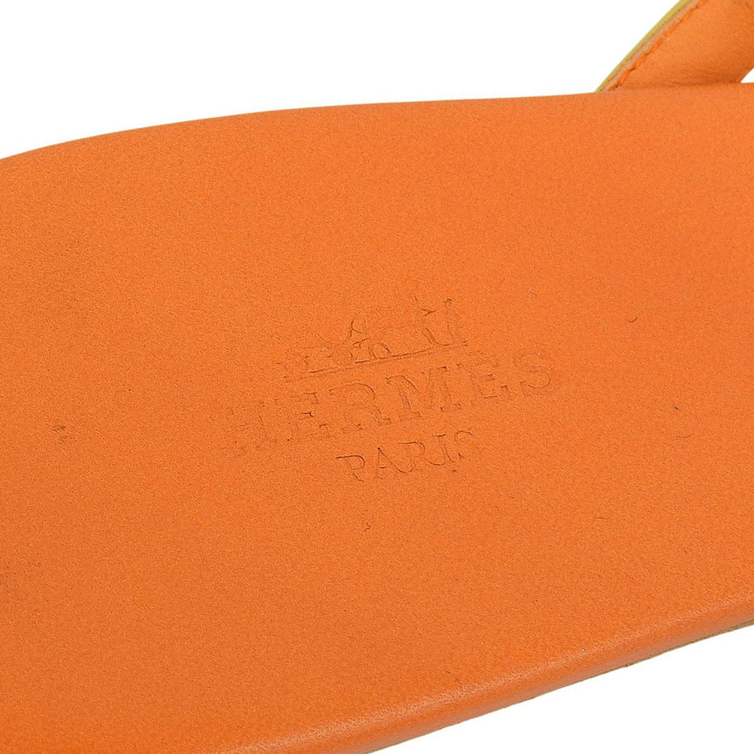 Great HERMES Sandals Orange Light Blue Yellow leather Women 36