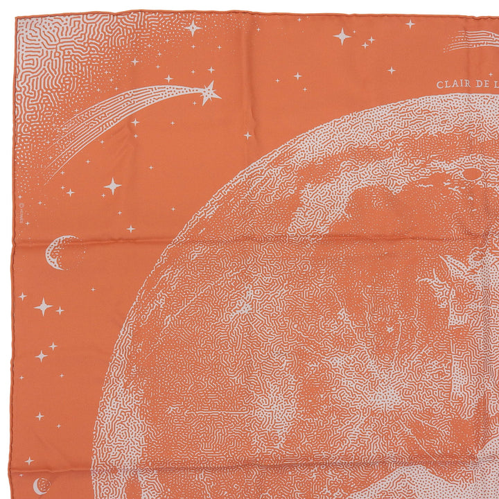 新品 エルメス スカーフ CLAIR DE LUNE オレンジ グレー シルク レディース