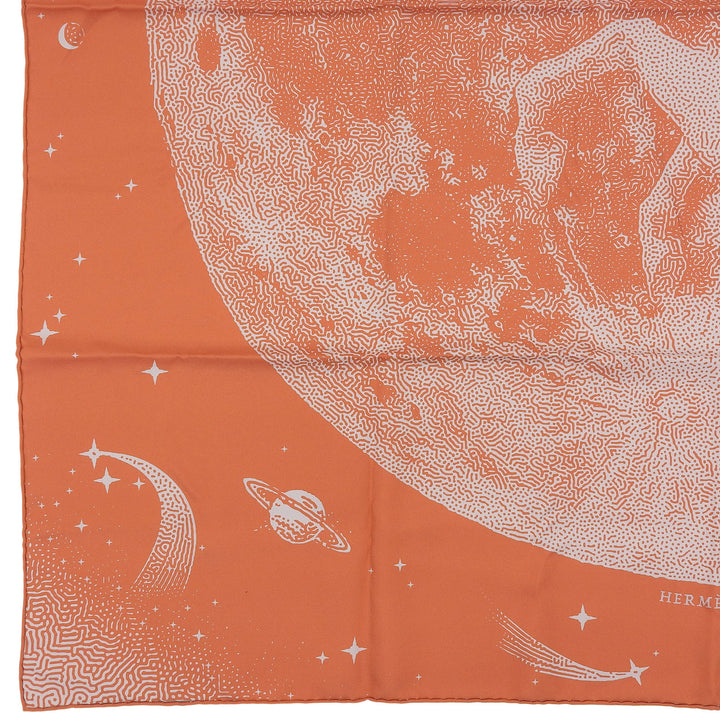 新品 エルメス スカーフ CLAIR DE LUNE オレンジ グレー シルク レディース