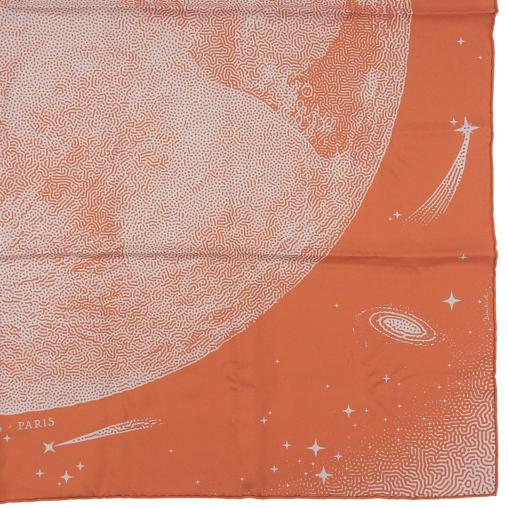 新品 エルメス スカーフ CLAIR DE LUNE オレンジ グレー シルク レディース