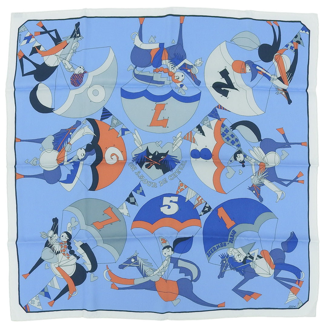 新品 HERMES スカーフ Love for horses マルチカラー シルク レディース