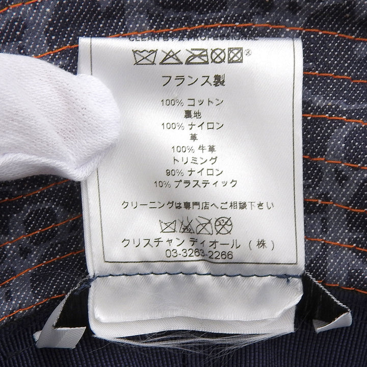 素晴らしいクリスチャンディオールの帽子 インディゴブルー オレンジ コットン レディース 58 BLD04002