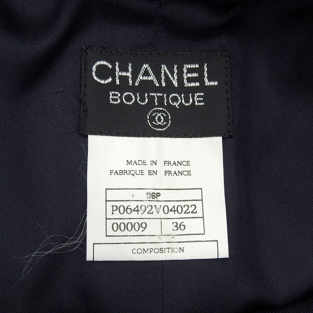 Excellent CHANEL Tight Skirt Dark navy wool Women 36 36P P06492
