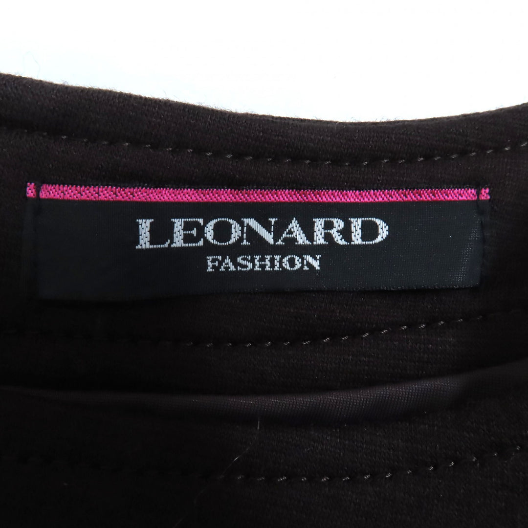 素晴らしいLEONARD FASHIONワンピースダークブラウンウールレディース38