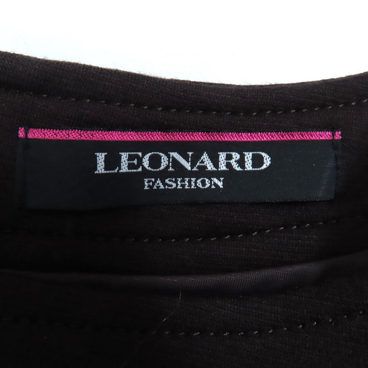 素晴らしいLEONARD FASHIONワンピースダークブラウンウールレディース38