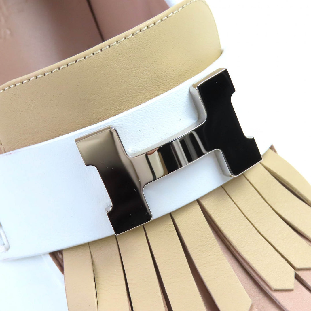 新品 HERMES パンプス エリーゼ 70 レザー ホワイト ベージュ レディース 36.5