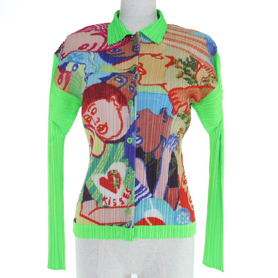 Great PLEATS PLEASE Long sleeve shirt All-over pattern design Women 3 PP12-JJ221