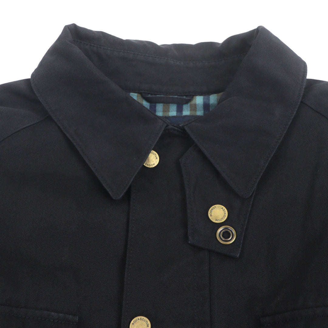 Very Good Aquascutum LONDON coat black cotton mens XL