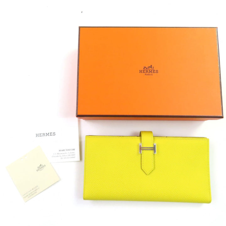 新品 HERMES 財布 ベアンフラ Hロゴ 二つ折り財布 エプソンレザー レディース