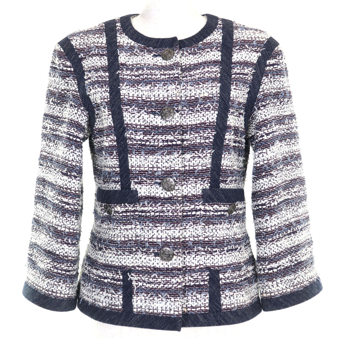 Excellent CHANEL collarless jacket Multi cotton Women 40 P45580V33648