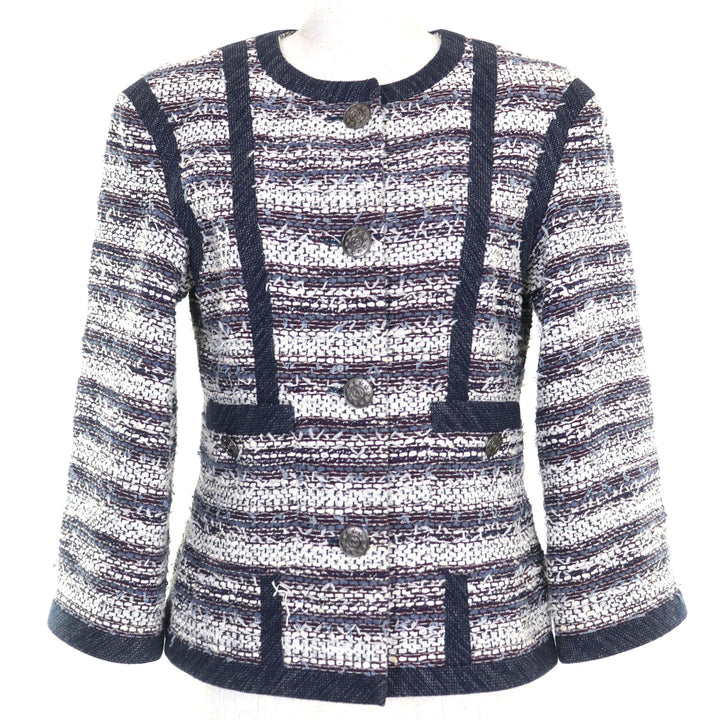Excellent CHANEL collarless jacket Multi cotton Women 40 P45580V33648