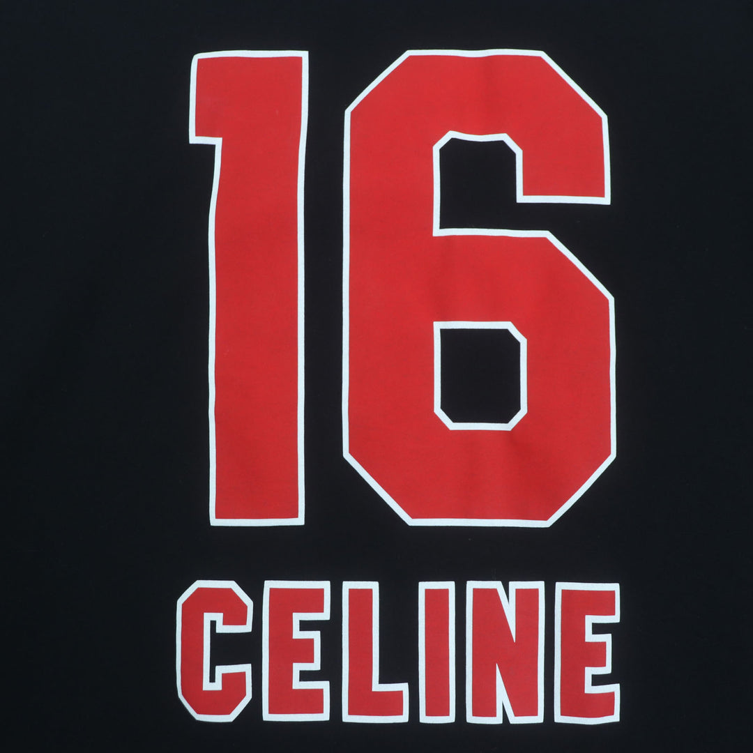 Great CELINE Long-sleeved T-shirt 16 Skater Cotton Jersey Tee Black Grey XL