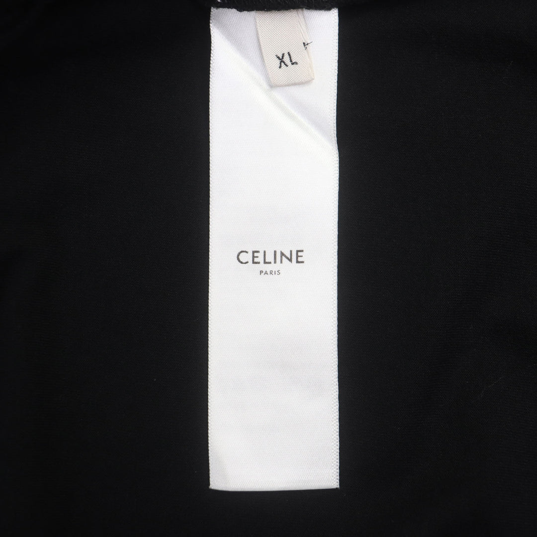 Great CELINE Long-sleeved T-shirt 16 Skater Cotton Jersey Tee Black Grey XL