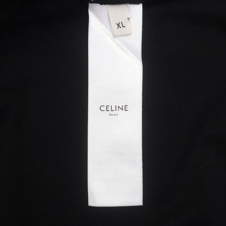 Great CELINE Long-sleeved T-shirt 16 Skater Cotton Jersey Tee Black Grey XL