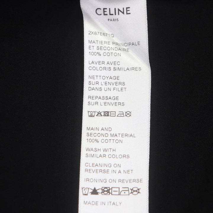 Great CELINE Long-sleeved T-shirt 16 Skater Cotton Jersey Tee Black Grey XL