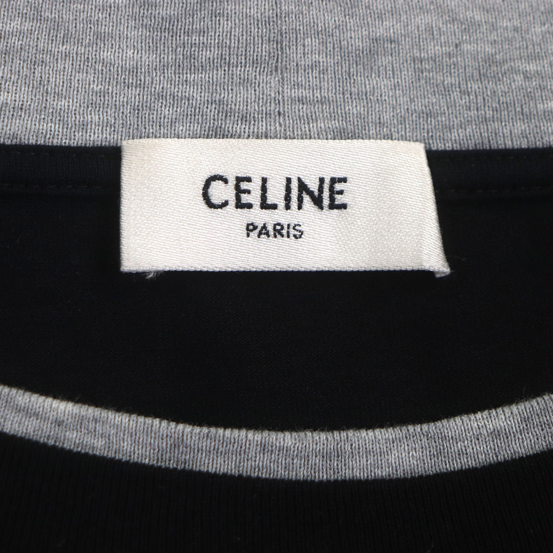 Great CELINE Long-sleeved T-shirt 16 Skater Cotton Jersey Tee Black Grey XL