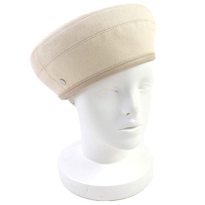 Excellent HERMES beret Saint Honoré Serie Button Denim cotton Women 58 222017N